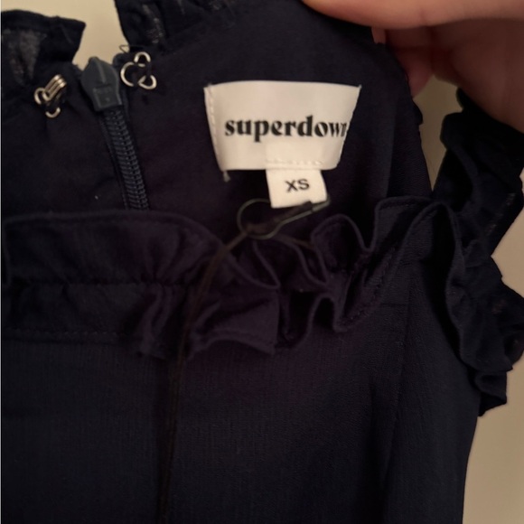 Superdown Navy Arabella Blue Ruffle Dress - New with Tags - Picture 4 of 4